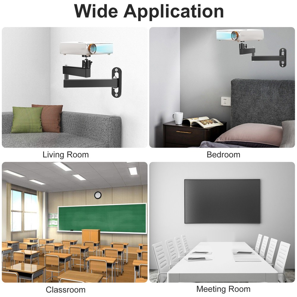 Universal Ceiling Wall Projector Mount 360° Adjustable Foldable Arm Bracket