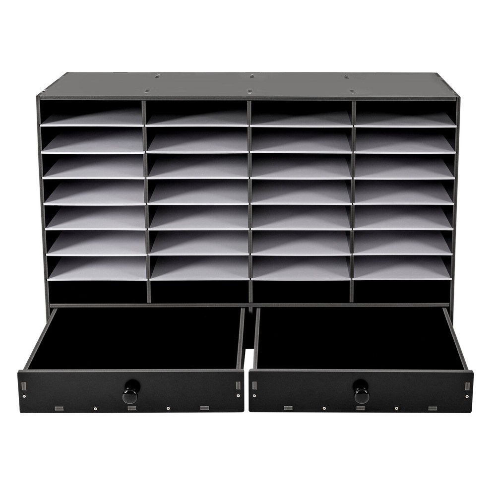 Adjustable Literature Organizer, 32 Compartment with 2 Drawers Home/Office/Class