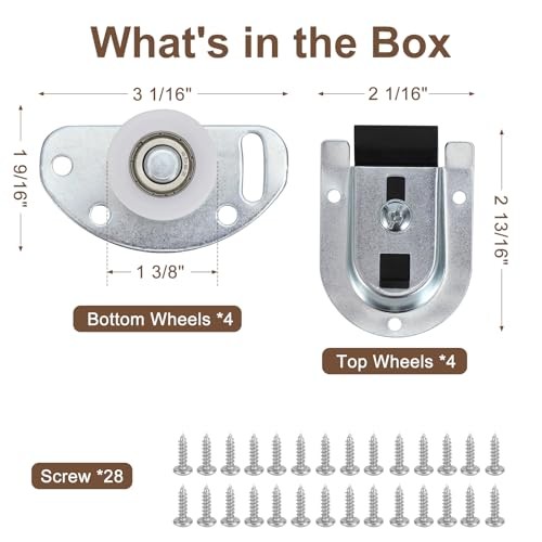 Sliding Closet Door Hardware Kit – 4 Pack Bottom Rollers & 4 Pack Replacement