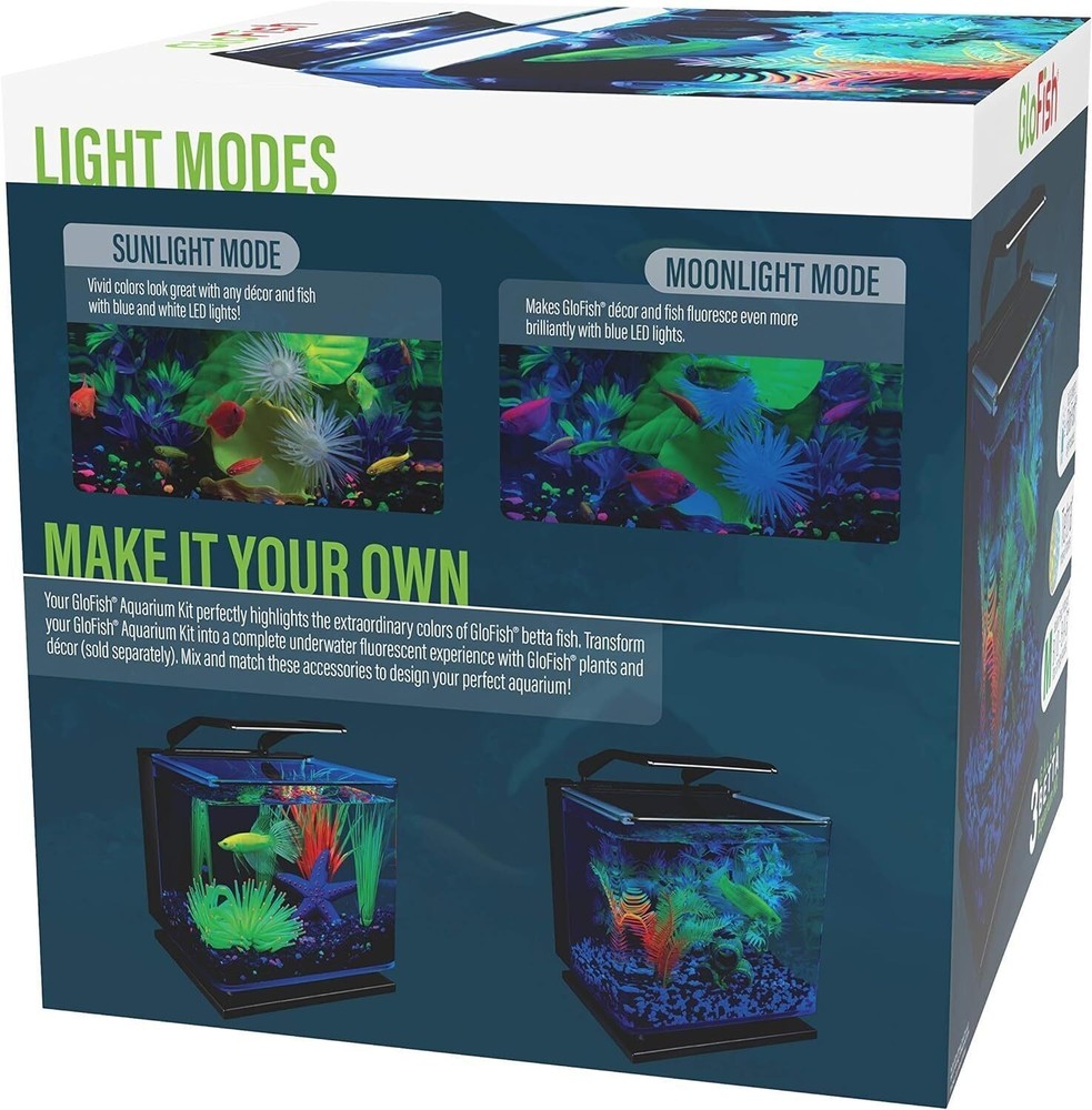 3 Gallons Betta Shadowbox Aquarium Kit w/ LED Lighting System Tabletop Display