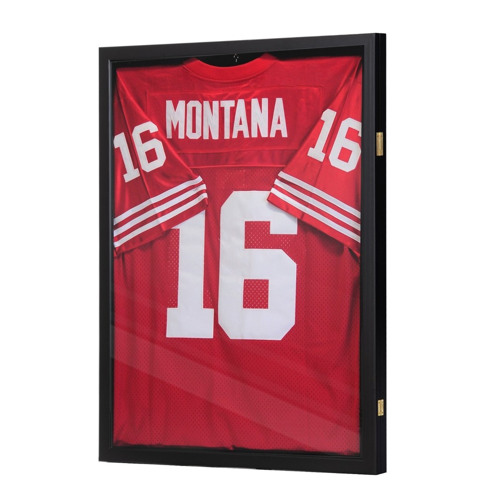Sports Jersey Frame Box Display Case Rack Frame Locable Baseball Shadowbox Black