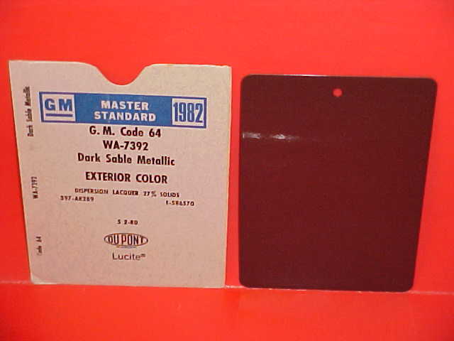 1982 CADILLAC ELDORADO DEVILLE FLEETWOOD BROUGHAM SEVILLE 4x6 PAINT CHIP CODE 64
