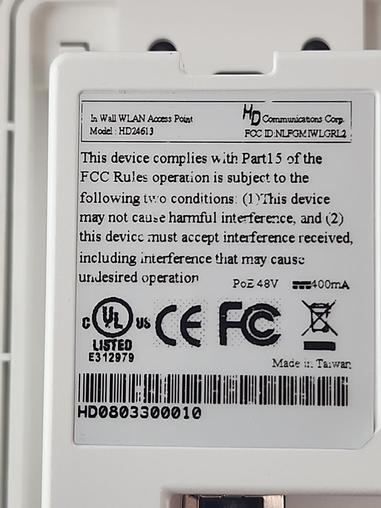 HD Communications In Wall WLAN Access POINT.