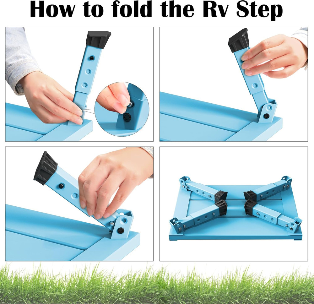 Large Platform RV Steps, 3-Level Adjustable Height Aluminum Folding Step Stool,