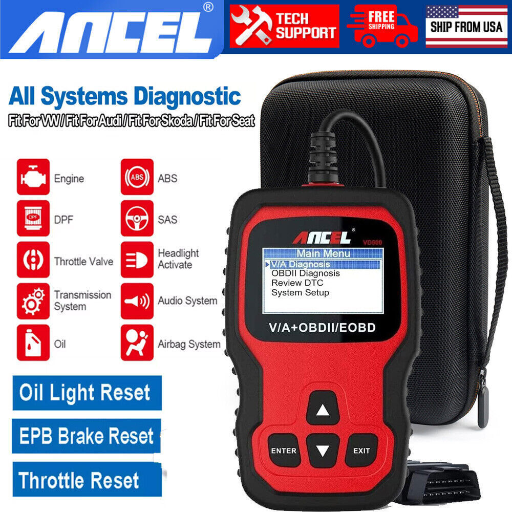 ANCEL VD500 OBD2 Scanner with Protective Case Storage Bag Diagnostic Code Reader