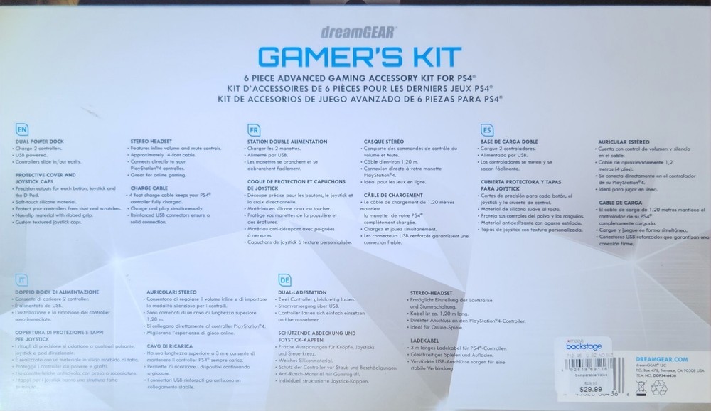 WB DreamGear DGPS4-6436 PS4 Advanced Game Accessory Kit (Black).
