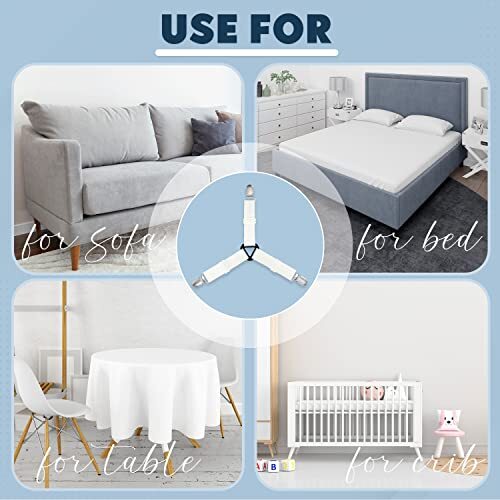 4 PCS Adjustable Bed Sheet Holder Straps Sheet Stays Keepers Fasteners