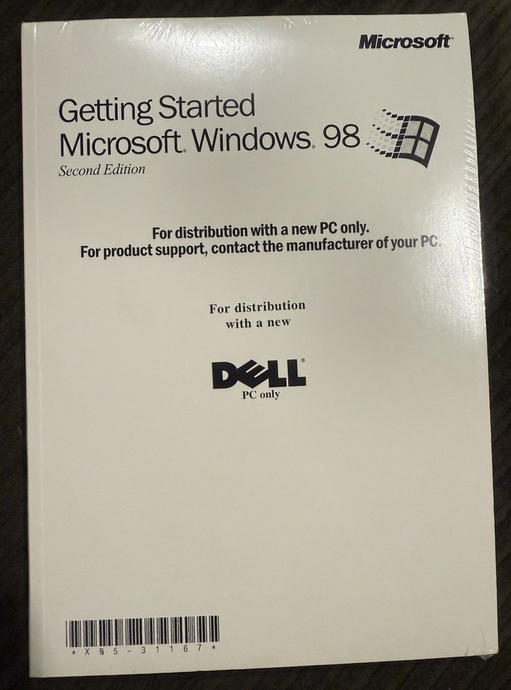 Microsoft Windows 98 Second Edition Getting Started Manual & CD for Dell Sealed