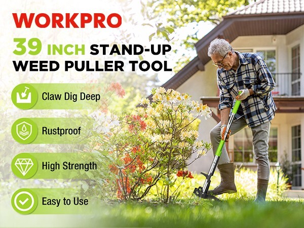 Stand Up Weed Puller Tool with Ergonomic 39" Long Handle Heavy Duty