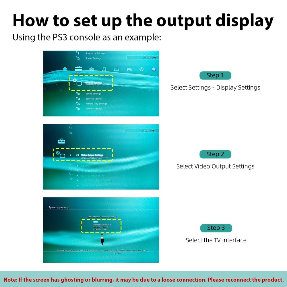 Ps3 Ps2 Component Av Cable 1.8M High Definition Video Connection Black