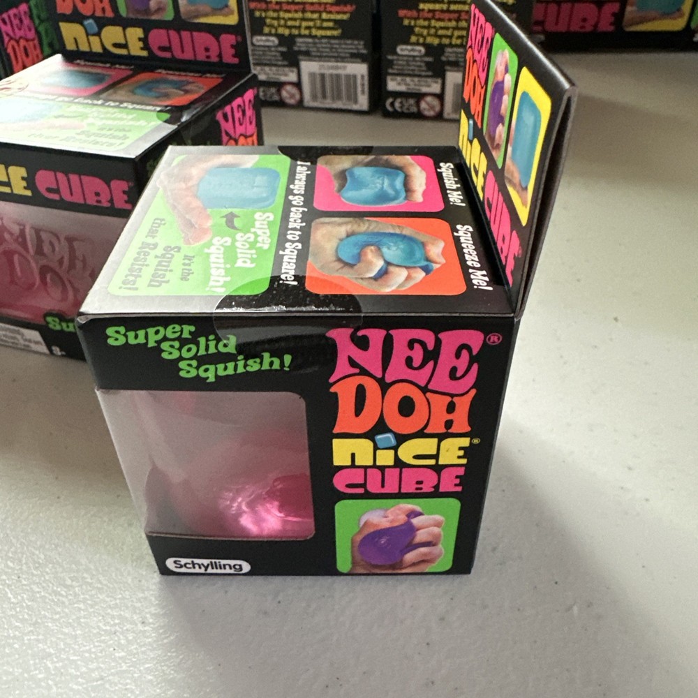 Nee Doh Nice Cube Super Solid Squish Squeeze Pink Toy