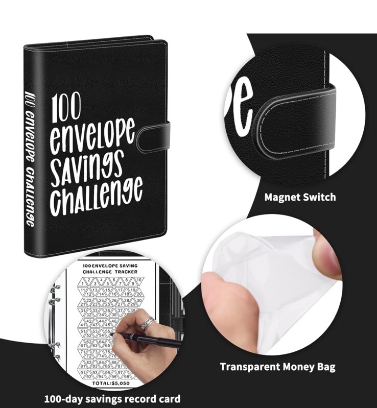 100 Envelopes Money Saving Challenge Binder, A5 Money Saving Challenges Book
