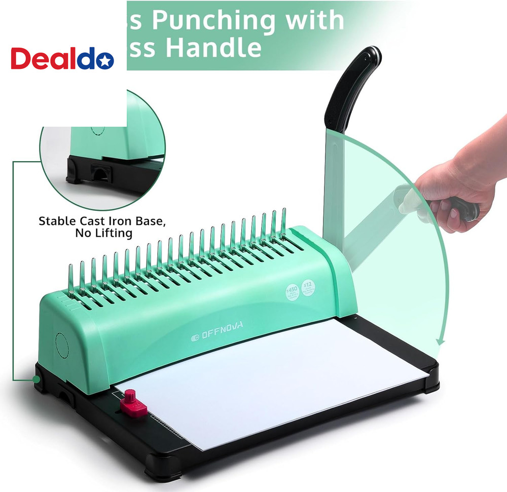 Binding Machine, 21-Hole 450 Sheets Paper Comb Punch Binder Machine for Letter S