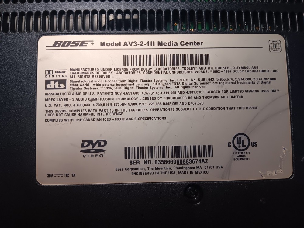 Bose AV3-2-1 ii Media Center Untested