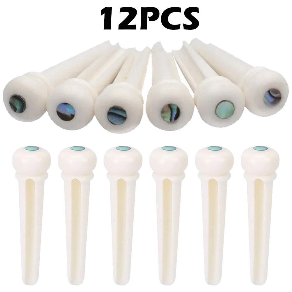 12Pcs Guitar Bone Bridge Pins Replacement Parts with Abalone Dot