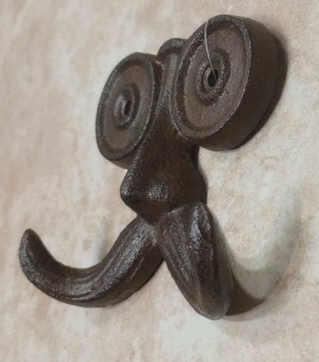 Towel Hat Bath Mustache Wall Hook Cast Iron Rust Finish