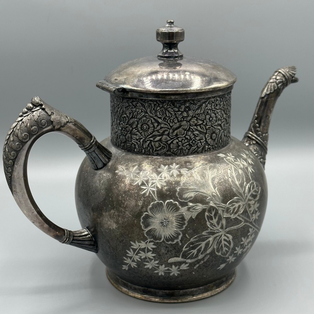 E.G. Webster & Son Floral Silver Plated Teapot