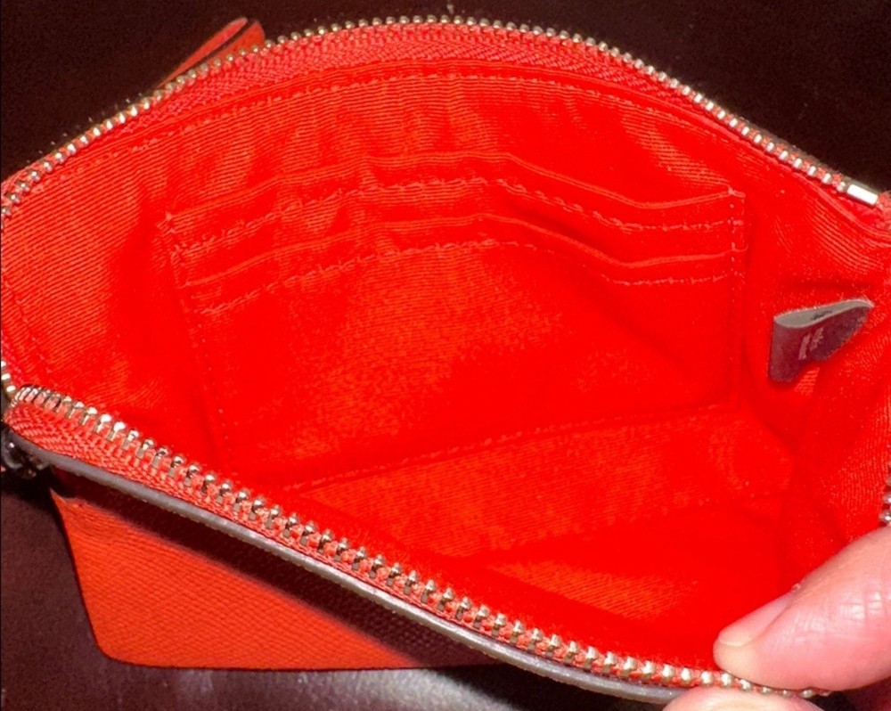 Coach Corner Zip Crossgrain Leather Wristlet