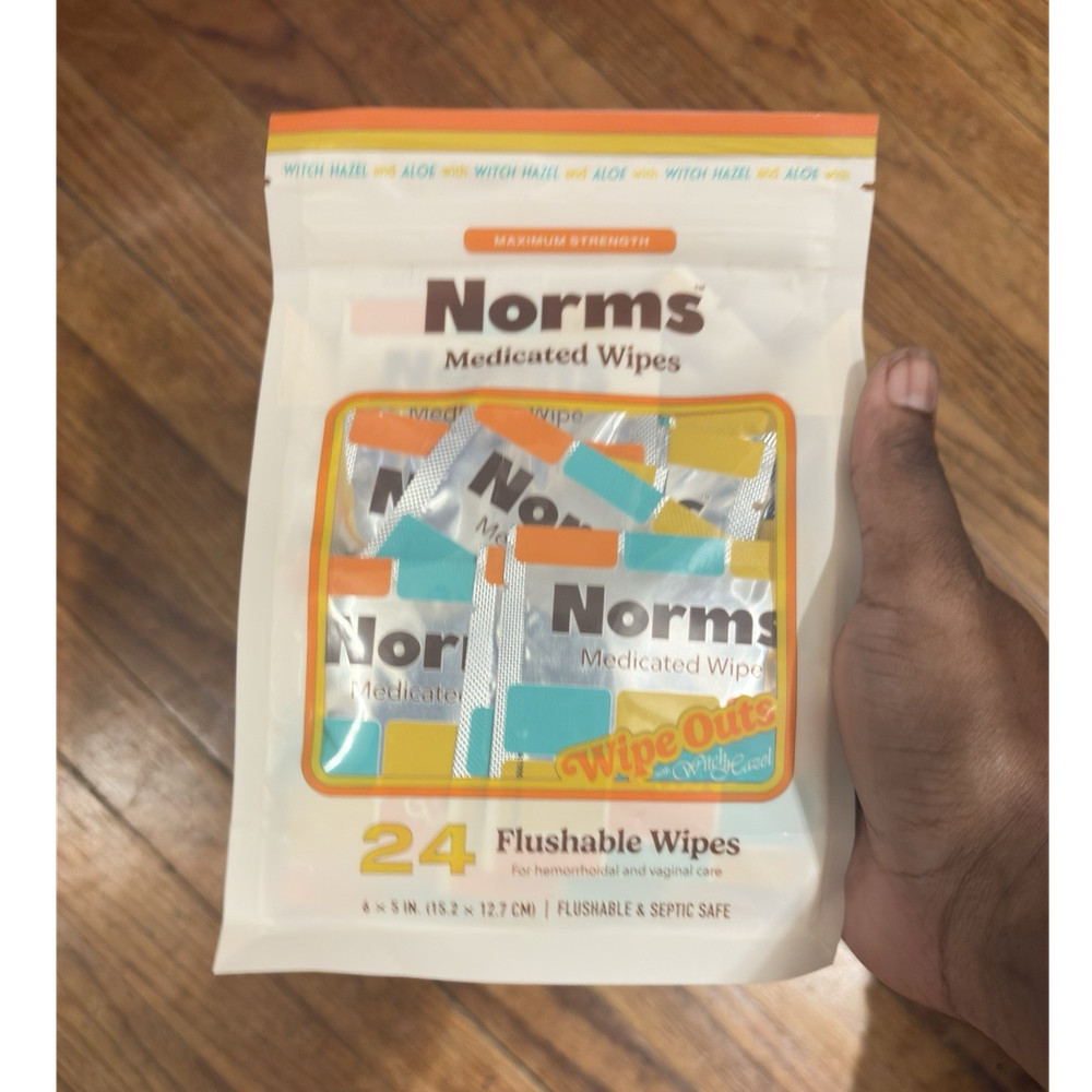 Norms Medicated Wipes 24 Flushable Multi-Surface Wipes