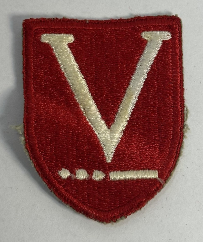 Original WW2 US Army Victory Task Force V Patch Red White No Glow
