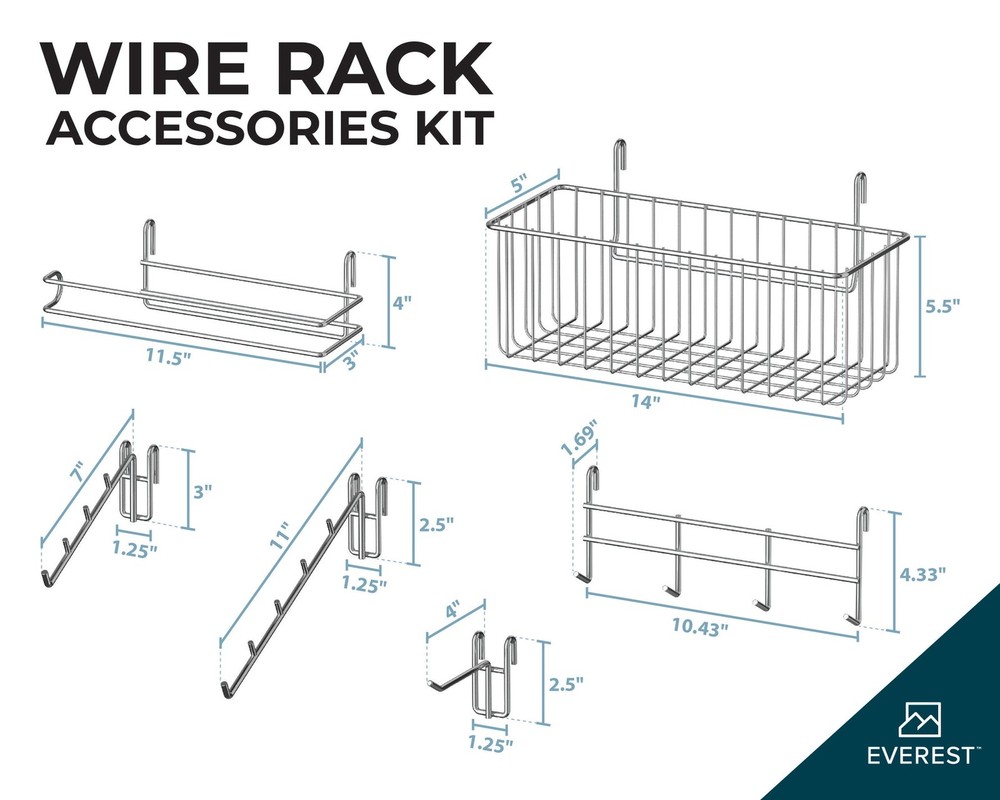 Everest Wire Rack Accessories Kit 7-Pack