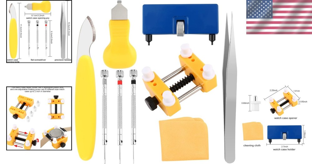 Professional 9PCS Watch Battery Replacement Kit - Durable Tools for Easy Repairs