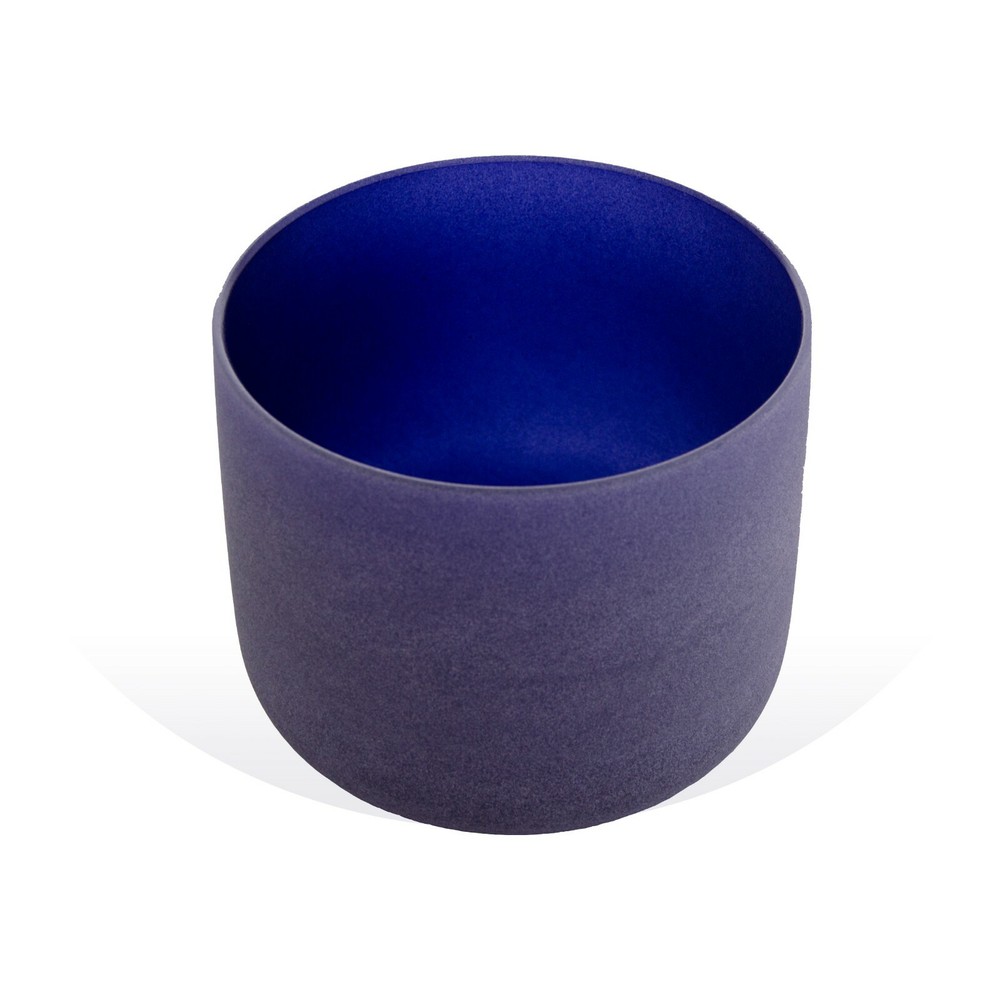 COLORED FROSTED CRYSTAL SINGING BOWL INDIGO 8'' A NOTE THIRD EYE CHAKRA