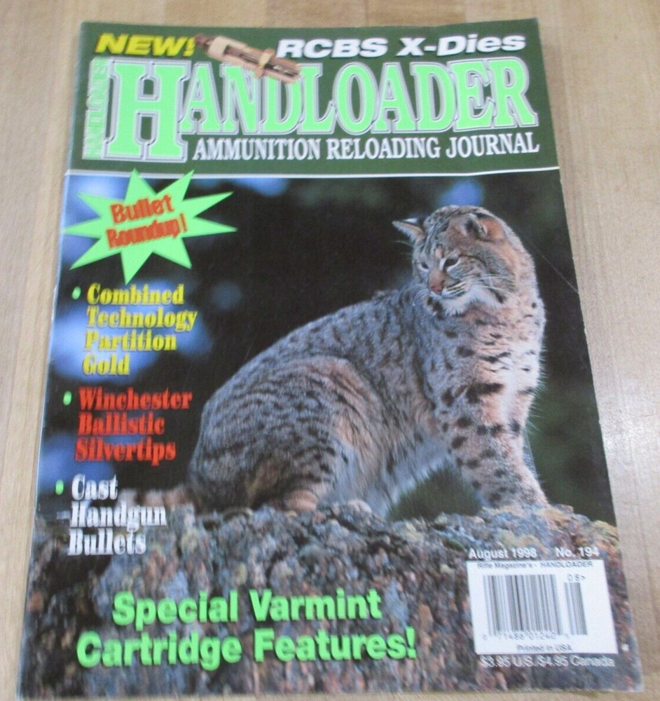 Handloader Magazine Reloading Journal NO 194 August 1998 (w1)