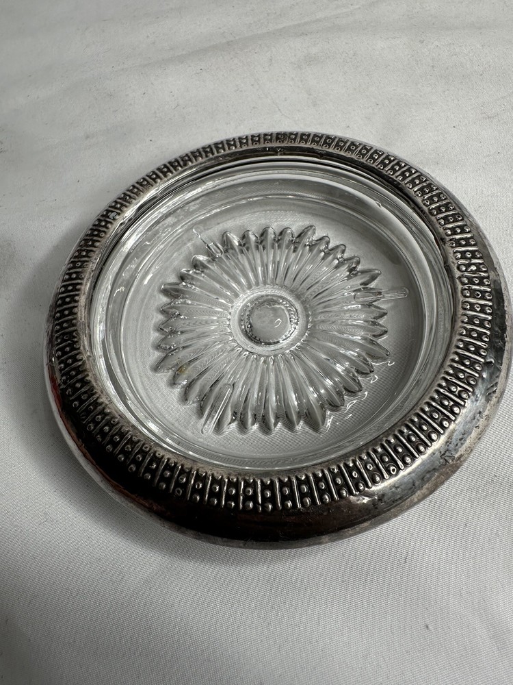 Glass Bowl Silver Plated Italy 4”