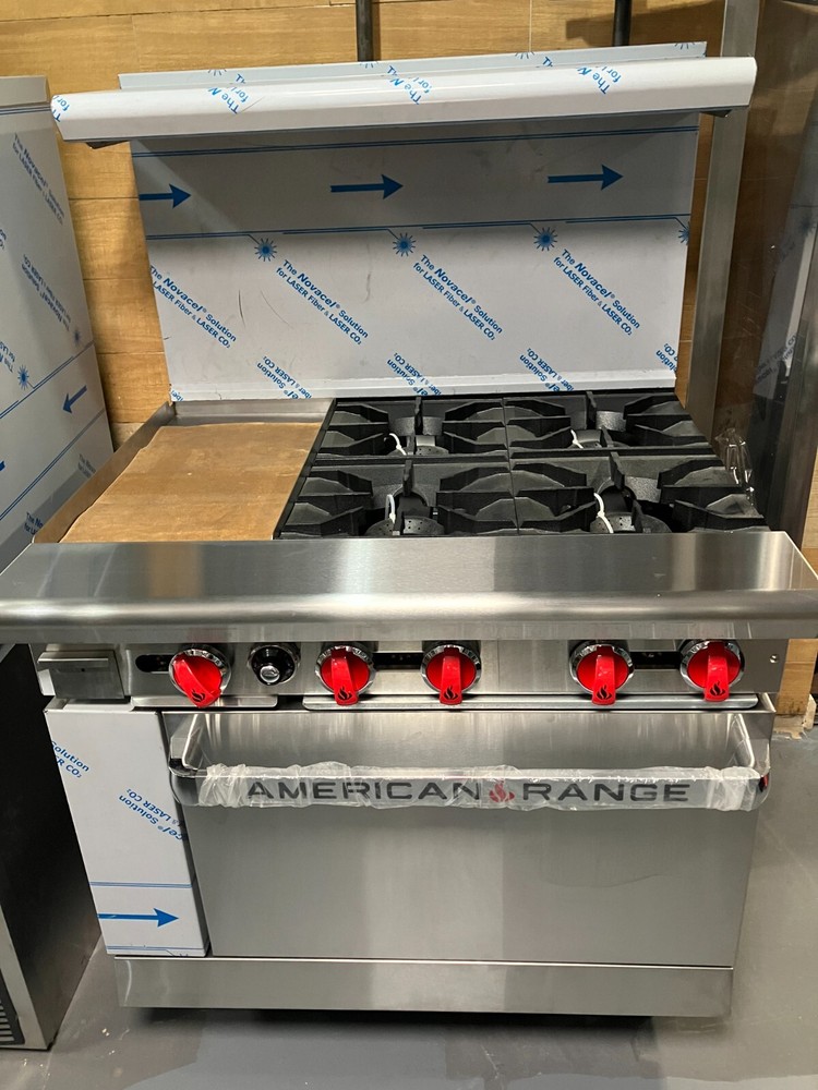 American Range AR-12G-4B, 36-Inch 4-Burner Range with Left side Griddle