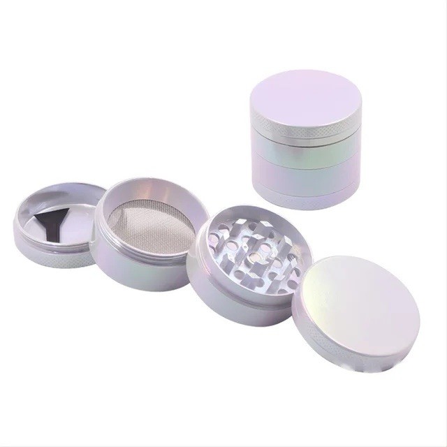 Large 2.5" Silver Gradient Metal Herb Grinder - 4 Layer Ships From US