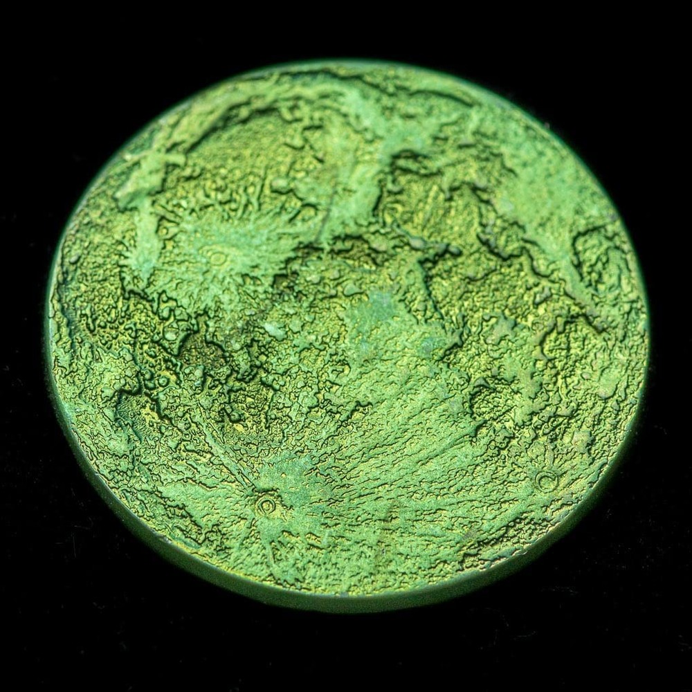 Green Moon Coin - 1" Anodized Niobium