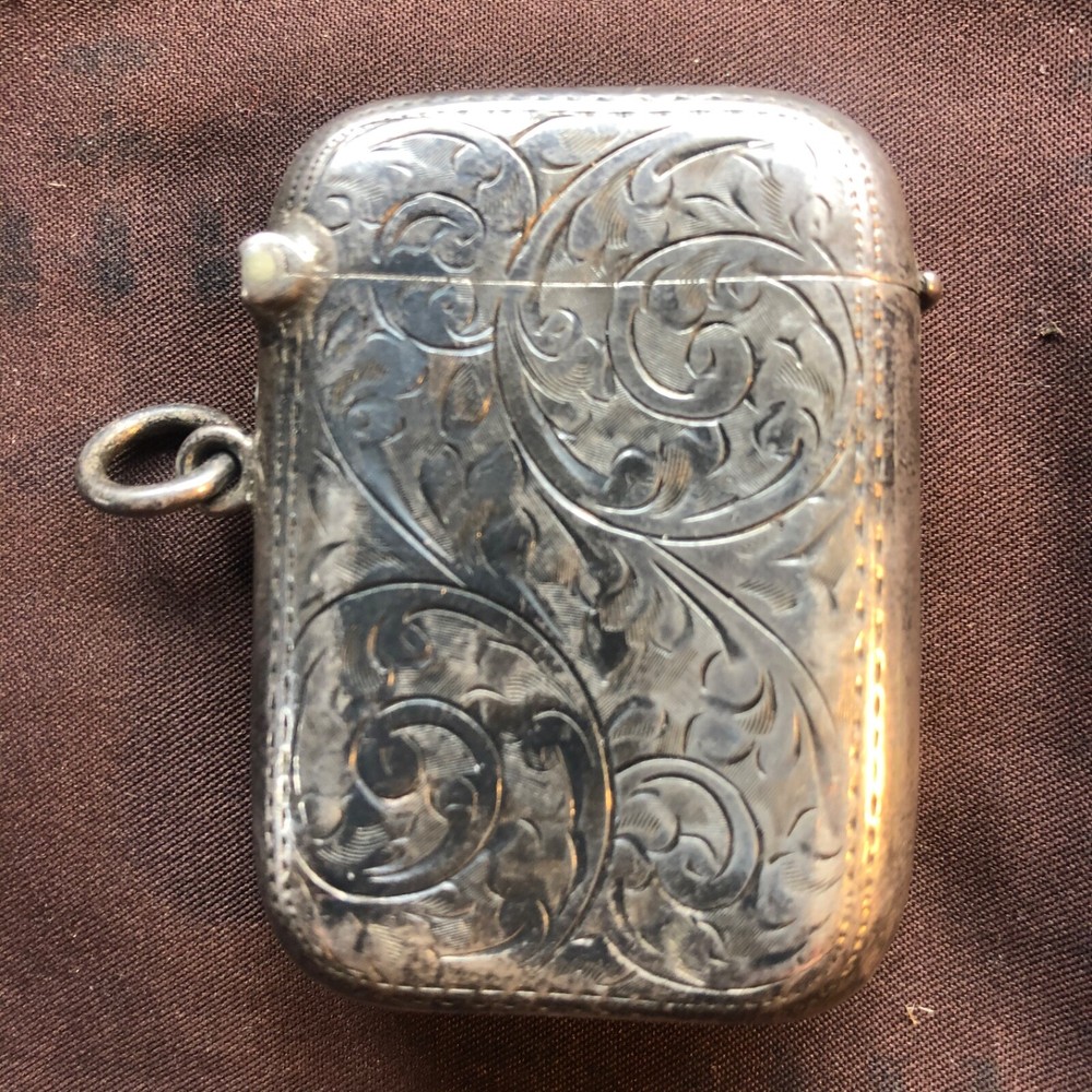 antique silver vesta ,bham 1912
