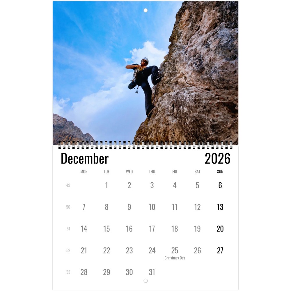 Rock Climbing Wall Calendar 2026