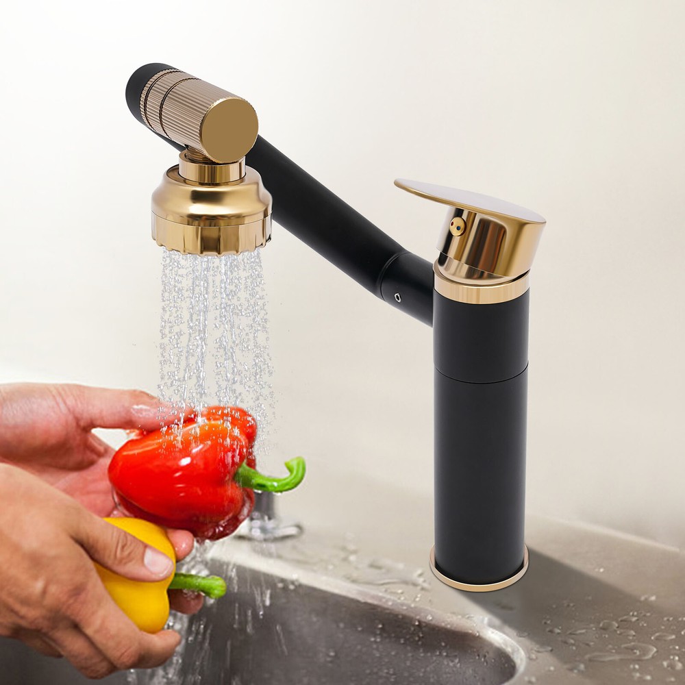 360° Bathroom Sink Faucet Single Handle Waterfall Vanity Basin Mixer 2 Function