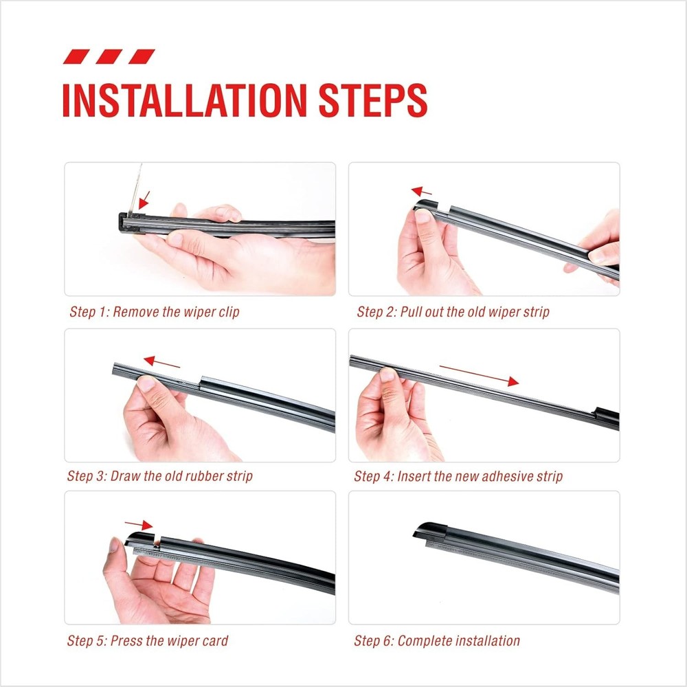 18-Inch Universal Windshield Wiper Refills - 4-Piece Rubber Replacement Set