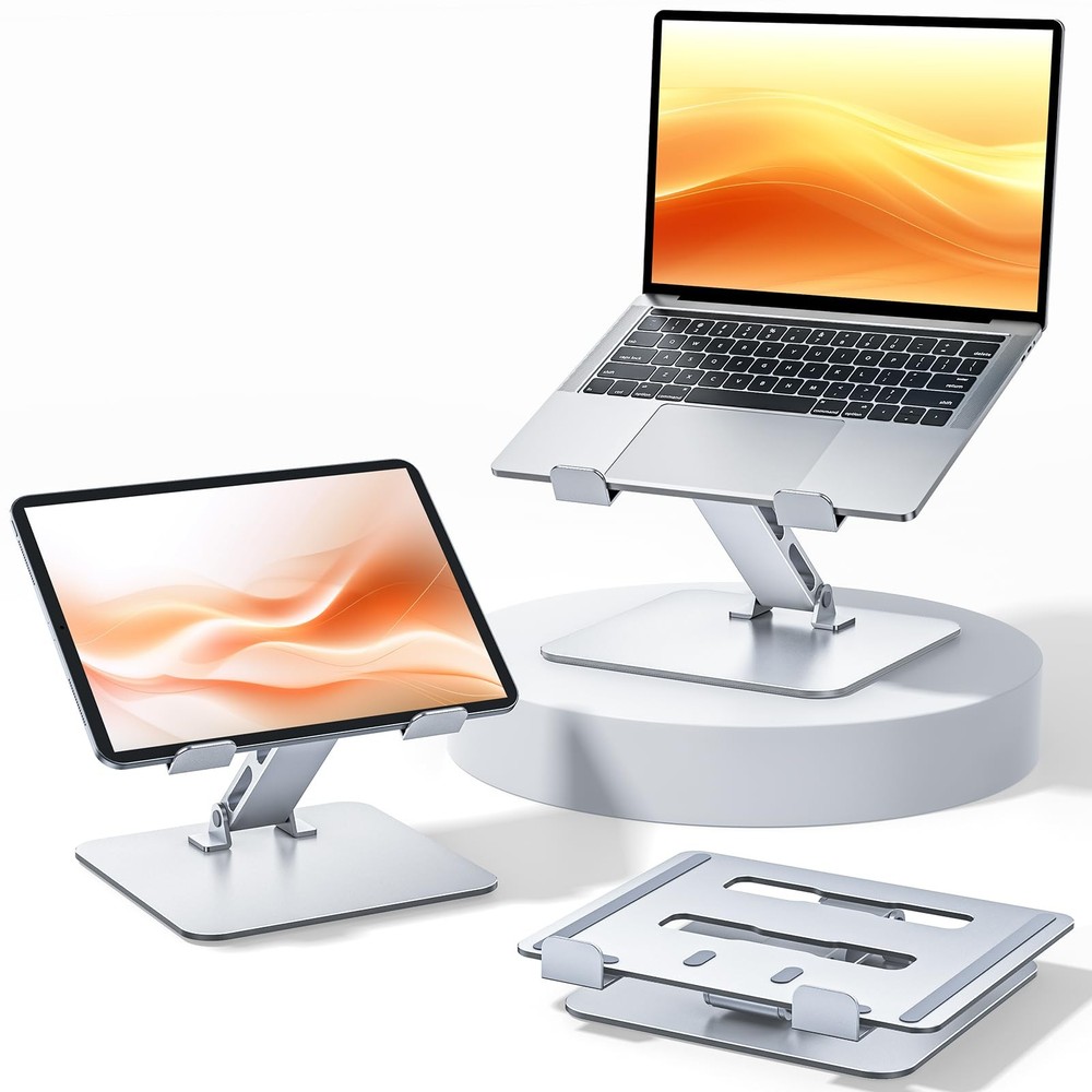 Niweya Adjustable Ergonomic Laptop Stand for Desk, Foldable Computer Silver