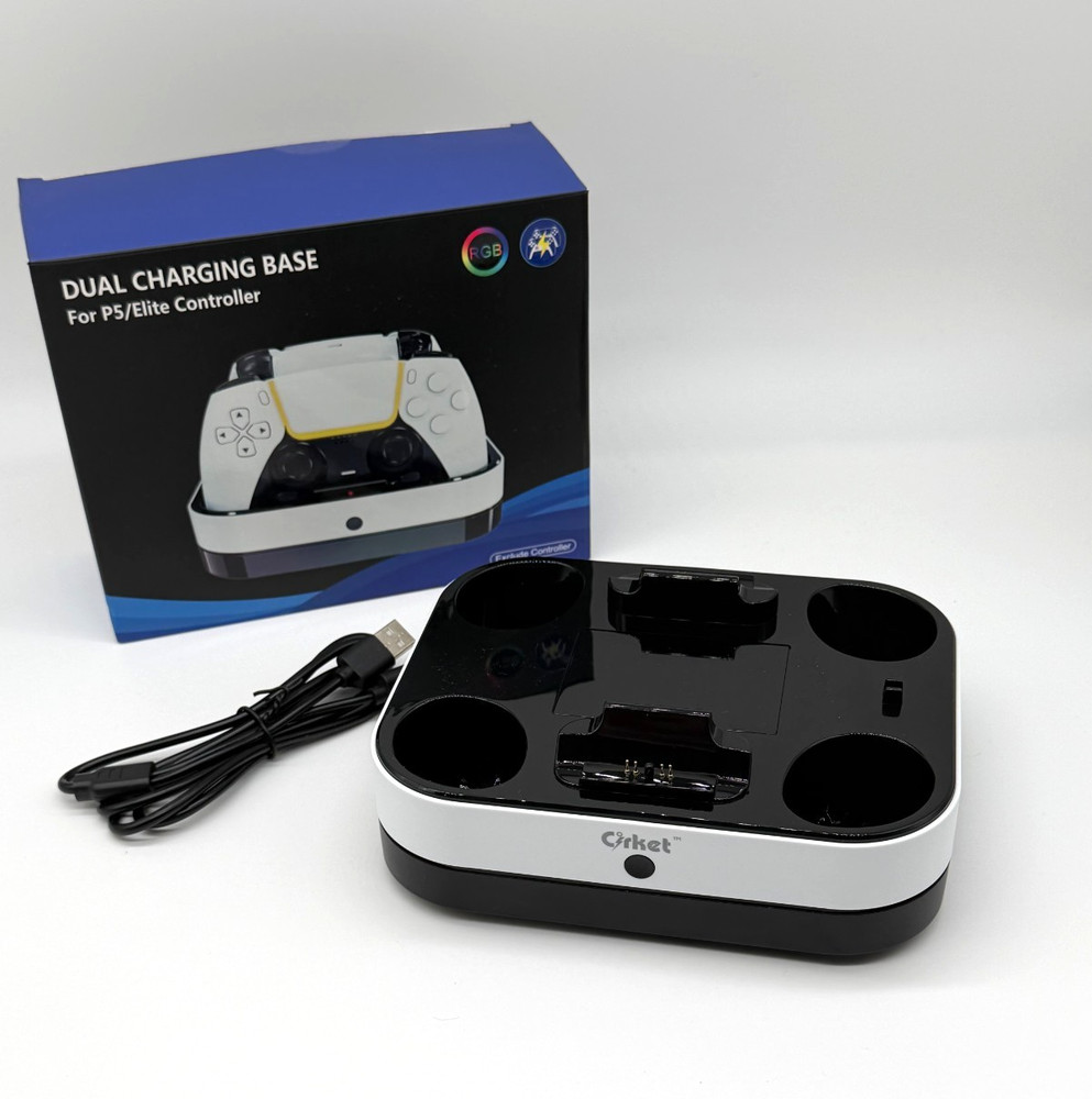 PS5 Dual Controller Charging Dock RGB Base Station USB C Open Box Tested
