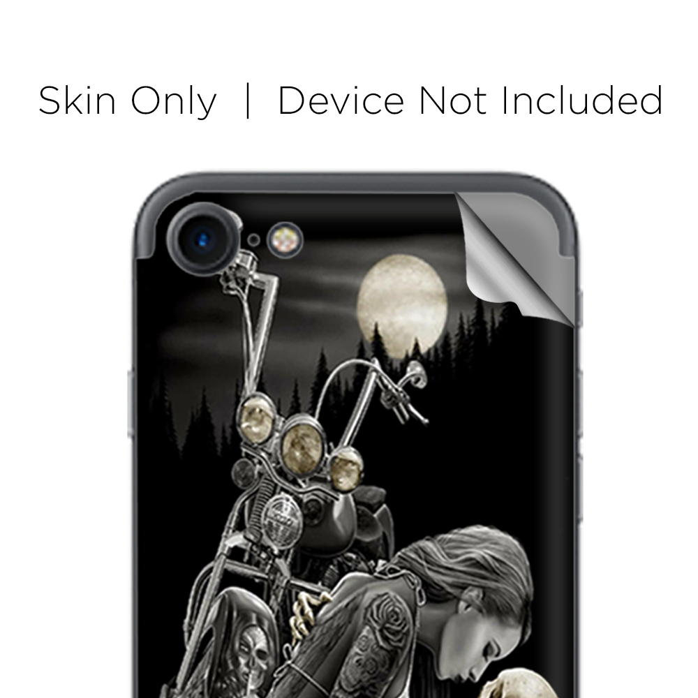 Apple iPhone 7 / 8 Skins Decal Wrap Biker skeleton full moon tattoo