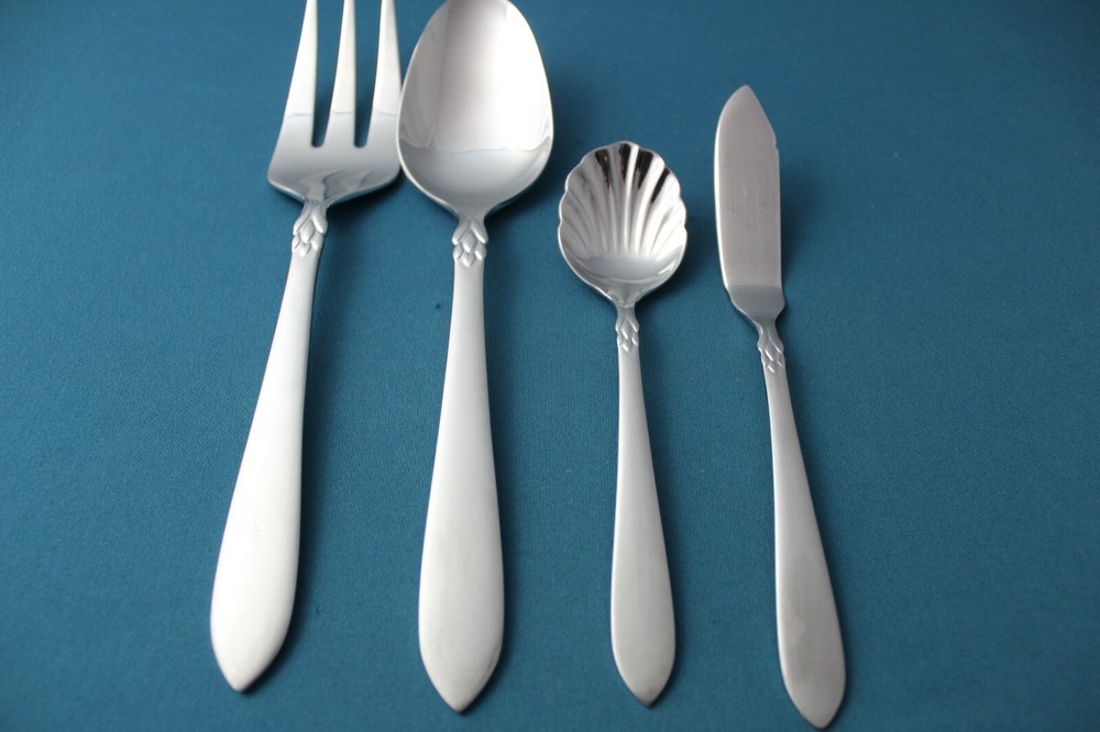 Oneida JACQUELINE / SIMBA Serving (4pc Set) Tablespoon Fork Sugar 18/10 Frosted