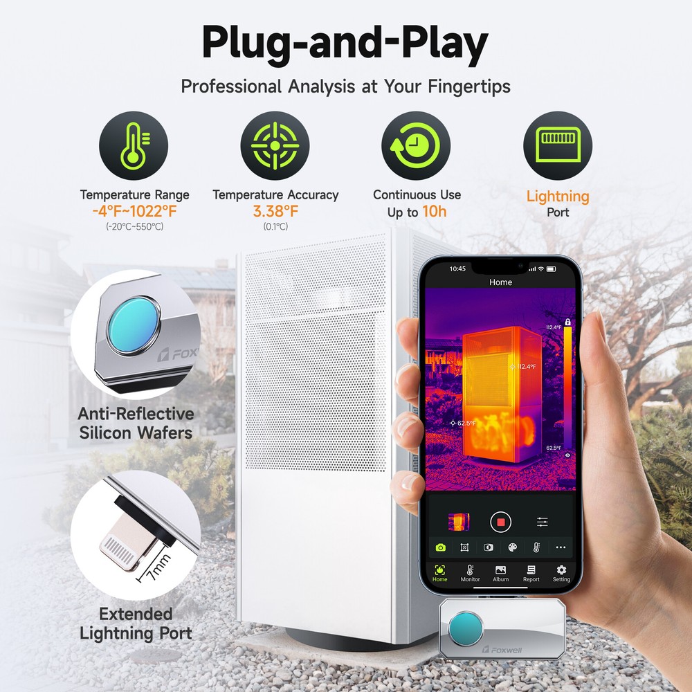 FOXWELL RT100 Thermal Imaging Camera for iOS (iPhone & iPad) High IR Resolution