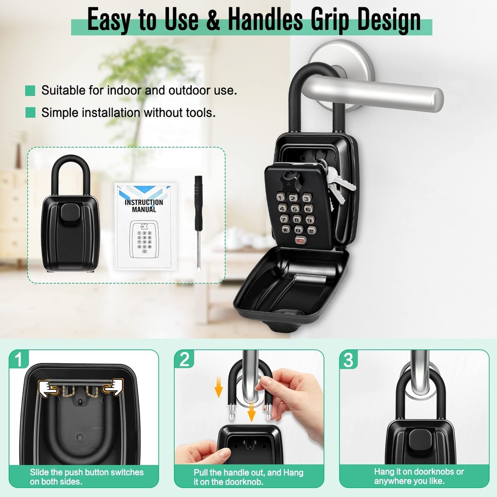 Key Lock Box For Outside 12Digit Combination Waterproof Lockbox Code Safe