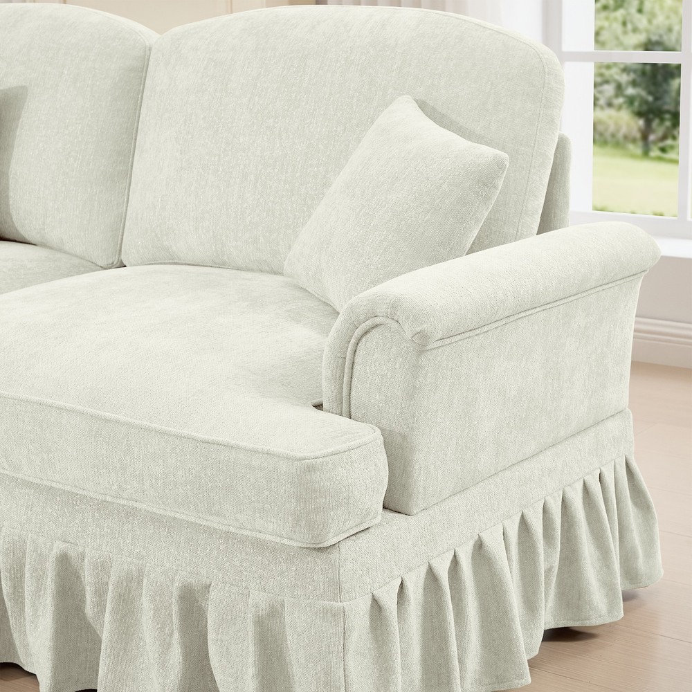 Comfy Modular Sectional Sofa U-Shape w/ Ottoman & Removable Skirts, Beige