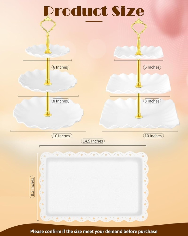 10 Pcs Cake Stand Plastic Dessert Table Display Set, 4 Pcs 3 Tier Cupcake Tower