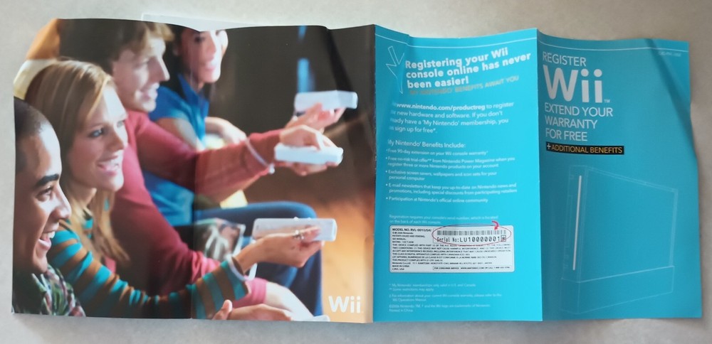 Wii Operations Manual System Setup & Wii Registration Pamphlet