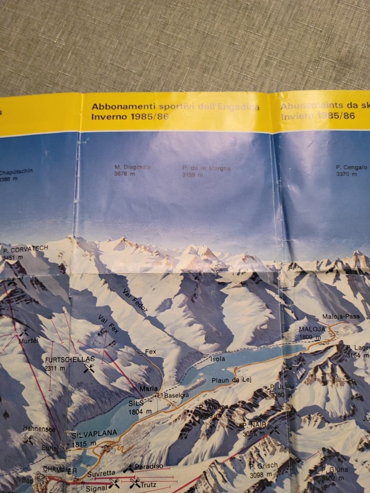 Engadin Ski Map Winter 1985/86 Used, Good.