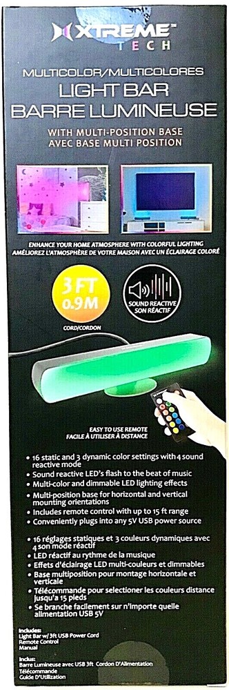 2 Ct Xtreme Tech Multicolor Sound Reactive LED Effects Light Bar Remote Included