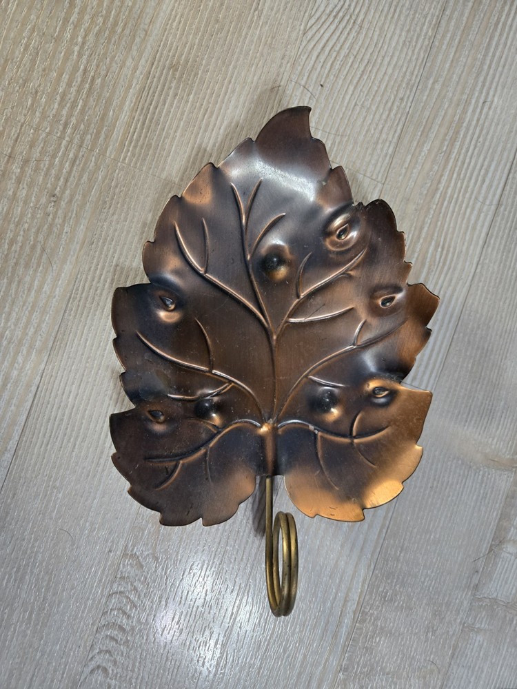 Coppercraft Guild Dish Copper Brass Metal Leaf Shape Vintage With Handle