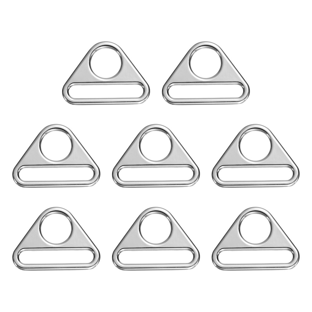 8Pcs 1 1/2 Inch Triangle Buckles Adjuster Triangle D Rings Strap Silver