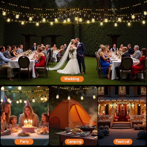 63FT Multi-Function Solar LED String Lights for Outdoor Use - 13 Lighting 63 BK